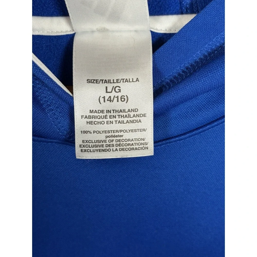 Adidas Hoodie Sweatshirt Pullover Youth Large 14/16 Blue White 3 stripes Gym